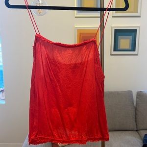 Free people red tie strap tank top